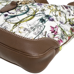 مملوكة مسبقًا Gucci White Flora Canvas and Leather Large Jackie O Hobo