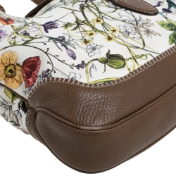 مملوكة مسبقًا Gucci White Flora Canvas and Leather Large Jackie O Hobo