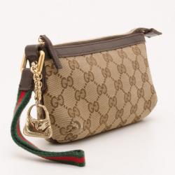 Pre Owned Gucci Brown Monogram GG Wristlet