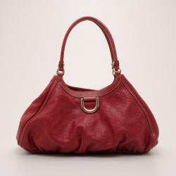 مملوكة مسبقًا Gucci Red Guccissima 'D Gold' Medium Hobo