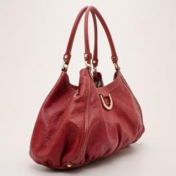 مملوكة مسبقًا Gucci Red Guccissima 'D Gold' Medium Hobo