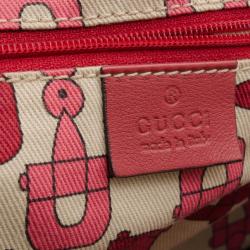 مملوكة مسبقًا Gucci Red Guccissima 'D Gold' Medium Hobo