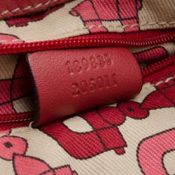 مملوكة مسبقًا Gucci Red Guccissima 'D Gold' Medium Hobo