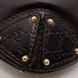 Pre Owned Gucci Black Leather Indy Top Handle Bag
