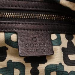 Pre Owned Gucci Black Leather Indy Top Handle Bag