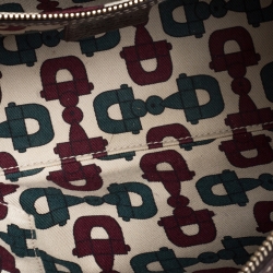 Pre Owned Gucci Brown GG Suede and Leather Charmy Boston Bag