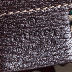 Pre Owned Gucci Brown GG Suede and Leather Charmy Boston Bag