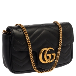 Pre Owned حقيبة غوتشي مارمونت سوبر GG ميني جلد مبطنة حمراء