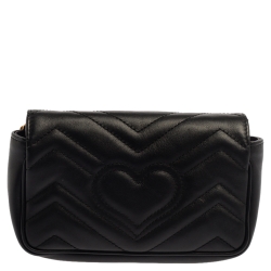 Pre Owned حقيبة غوتشي مارمونت سوبر GG ميني جلد مبطنة حمراء