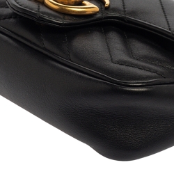 Pre Owned حقيبة غوتشي مارمونت سوبر GG ميني جلد مبطنة حمراء