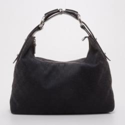 مملوكة مسبقًا Gucci Black Monogram Horsebit Hobo