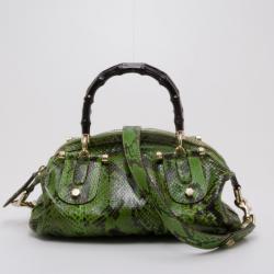 مملوكة مسبقًا Gucci Pop Python Bamboo Handle Bag 