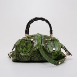 مملوكة مسبقًا Gucci Pop Python Bamboo Handle Bag 