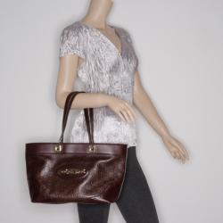 Pre Owned Gucci Guccissima Large Punch Tote Chocolate Brown