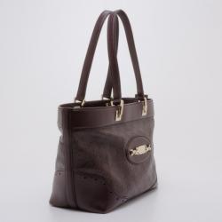 Pre Owned Gucci Guccissima Large Punch Tote Chocolate Brown