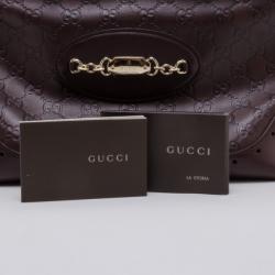 Pre Owned Gucci Guccissima Large Punch Tote Chocolate Brown