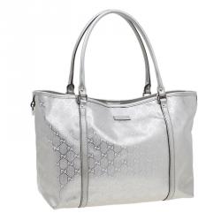 Pre Owned حقيبة غوتشي كريستال فضي مونوغرامي متوسطة