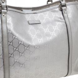 Pre Owned حقيبة غوتشي كريستال فضي مونوغرامي متوسطة