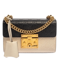 GUCCI Guccissima Small Padlock Shoulder Bag White 547516