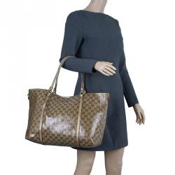 مملوكة مسبقًا حقيبة يد غوتشي جوي GG ذهبي  وكريستال كانفاس كبيرة