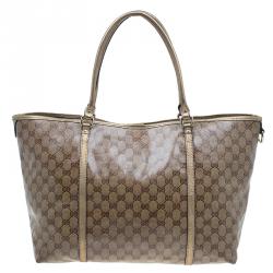 مملوكة مسبقًا حقيبة يد غوتشي جوي GG ذهبي  وكريستال كانفاس كبيرة