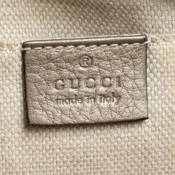 Pre Owned Gucci Metallic Beige Leather Soho Disco Crossbody Bag