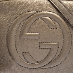 Pre Owned Gucci Metallic Beige Leather Soho Disco Crossbody Bag