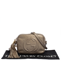 Pre Owned Gucci Metallic Beige Leather Soho Disco Crossbody Bag