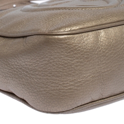 Pre Owned Gucci Metallic Beige Leather Soho Disco Crossbody Bag