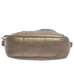 Pre Owned Gucci Metallic Beige Leather Soho Disco Crossbody Bag