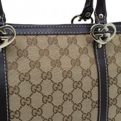 مملوكة مسبقًا حقيبة غوتشي لوفلي هارت كانفاس بيج مونوغرامي حرفي G المتشابكين