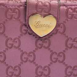 Gucci Metallic Pink Guccissima Leather Heart French Flap Wallet