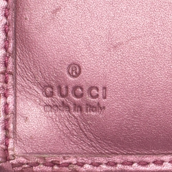 Gucci Metallic Pink Guccissima Leather Heart French Flap Wallet