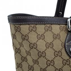 Pre Owned حقيبة غوتشي ويب سانسيت كلاسيكية كانفاس بني مونوغرامي وسط