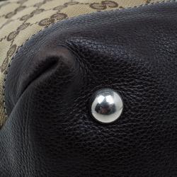 Pre Owned حقيبة غوتشي ويب سانسيت كلاسيكية كانفاس بني مونوغرامي وسط