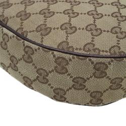Pre Owned Gucci Beige Monogram Canvas Round Messenger Bag