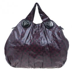 مملوكة مسبقًا Gucci Maroon Crystal Monogram Large Hysteria Top Handle Bag