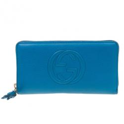 مملوكة مسبقًا محفظة غوتشي كونتينينتال سوهو جلد أزرق