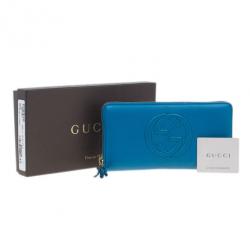 مملوكة مسبقًا محفظة غوتشي كونتينينتال سوهو جلد أزرق