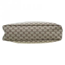 Pre Owned Gucci Beige/Ebony GG Canvas Medium Horsebit Hobo Bag