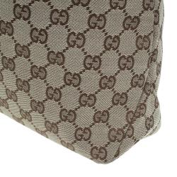 Pre Owned Gucci Beige/Ebony GG Canvas Medium Horsebit Hobo Bag