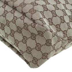 Pre Owned Gucci Beige/Ebony GG Canvas Medium Horsebit Hobo Bag