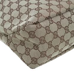 Pre Owned Gucci Beige/Ebony GG Canvas Medium Horsebit Hobo Bag