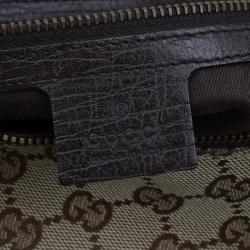 Pre Owned Gucci Beige/Ebony GG Canvas Medium Horsebit Hobo Bag