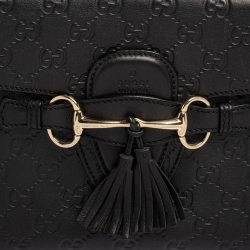 مملوكة مسبقًا Gucci Black Guccissima Leather Medium Emily Shoulder Bag