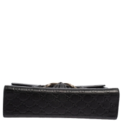 مملوكة مسبقًا Gucci Black Guccissima Leather Medium Emily Shoulder Bag