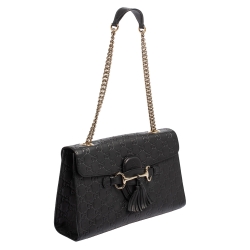 مملوكة مسبقًا Gucci Black Guccissima Leather Medium Emily Shoulder Bag
