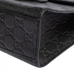 مملوكة مسبقًا Gucci Black Guccissima Leather Medium Emily Shoulder Bag