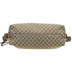 Pre Owned Gucci Beige GG Canvas Medium Bamboo Bar Tote Bag