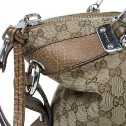 Pre Owned Gucci Beige GG Canvas Medium Bamboo Bar Tote Bag